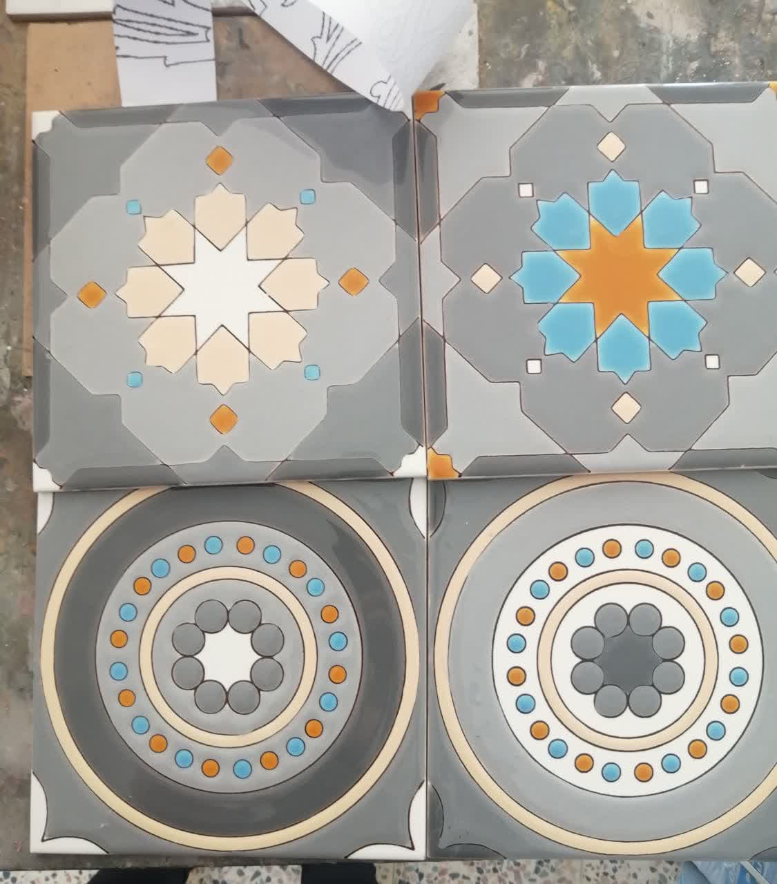 Hand-Painted Geometric Tile